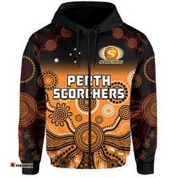 custom text and number perth scorchers hoodie gradient aboriginal dot painting