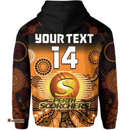 custom text and number perth scorchers hoodie gradient aboriginal dot painting