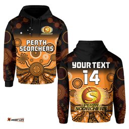 custom text and number perth scorchers hoodie gradient aboriginal dot painting