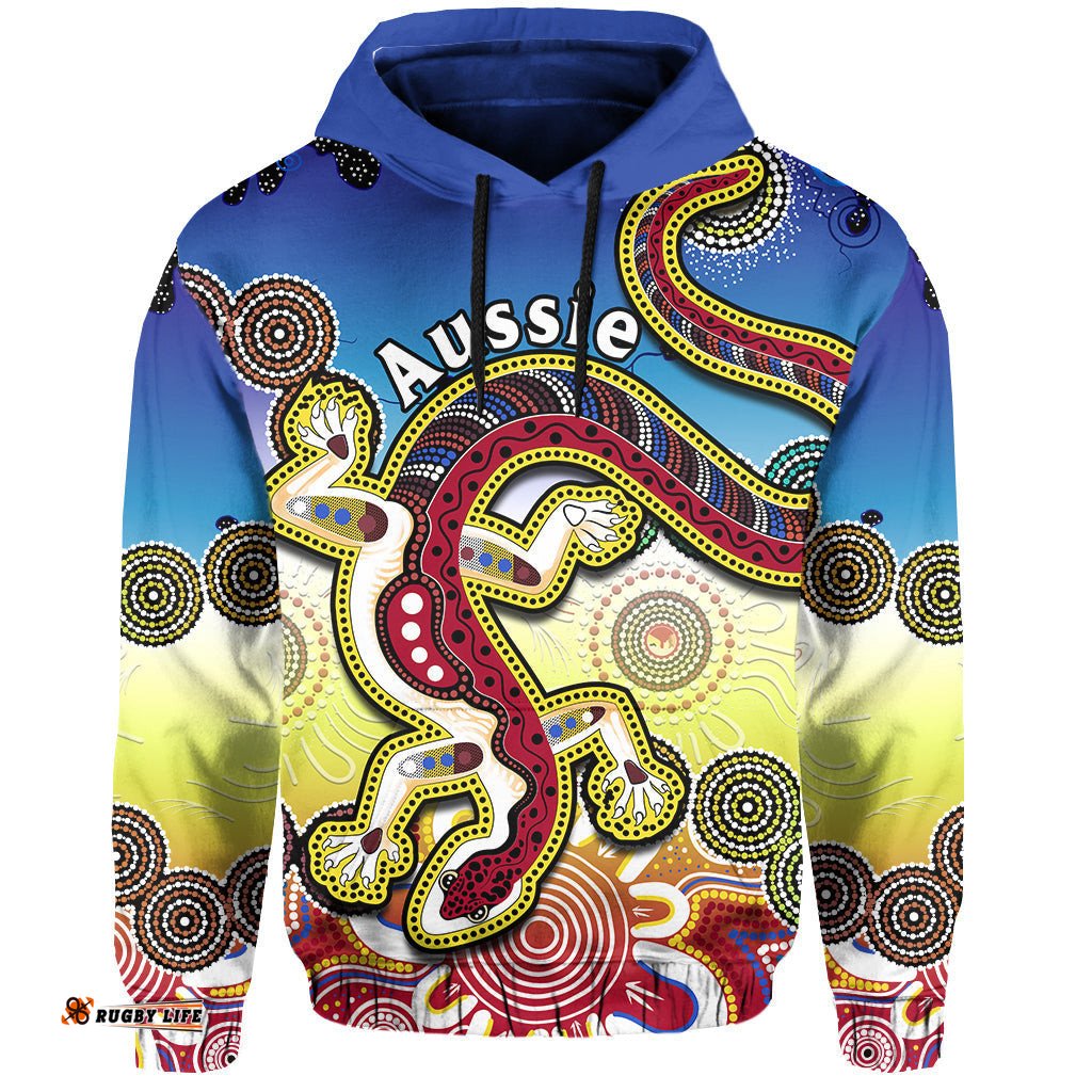 custom personalised australia hoodie indigenous red lizard love aussie artsy