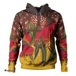 australia aboriginal hoodie - red eucalyptus aboriginal dot art hoodie