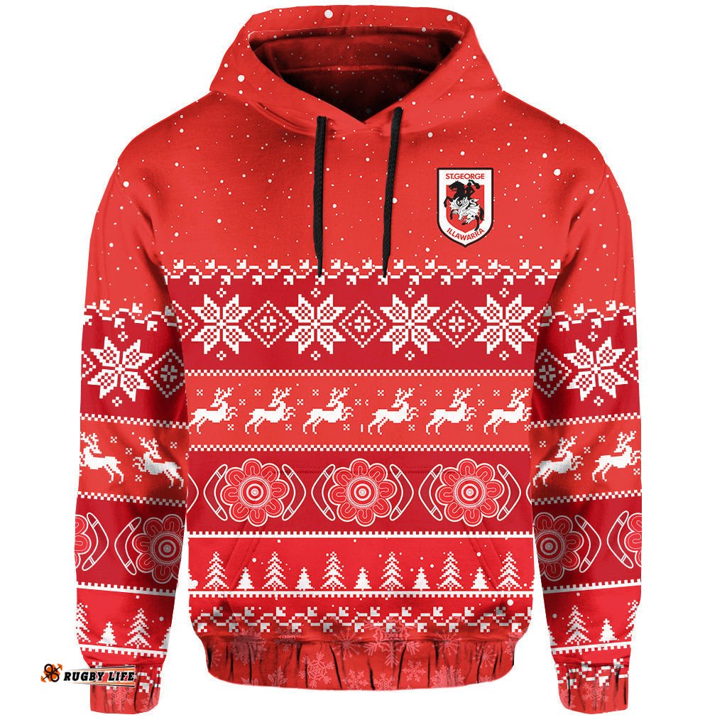 dragons rugby hoodie indigenous st george illawarra merry christmas