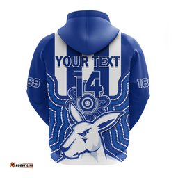 custom text and number melbourne football hoodie north kangaroos 1869 aboriginal art