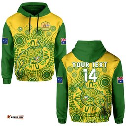 custom text and number australia soccer hoodie socceroos kangaroo aussie indigenous national color