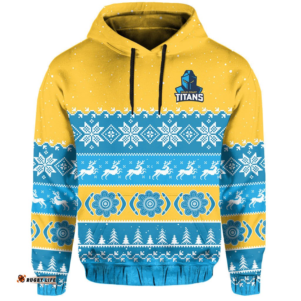 custom personalised titans rugby hoodie indigenous merry christmas