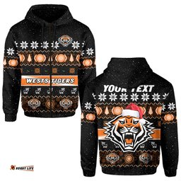 custom personalised wests tigers christmas hoodie aboriginal art merry xmas