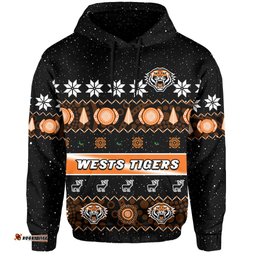 custom personalised wests tigers christmas hoodie aboriginal art merry xmas