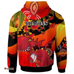 nrlw st.george hoodie - custom cute dragons with aboriginal inspired dot painting style player and number woman hoodie