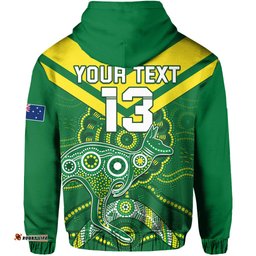 custom text and number australia rugby hoodie kangaroos boomerang aboriginal