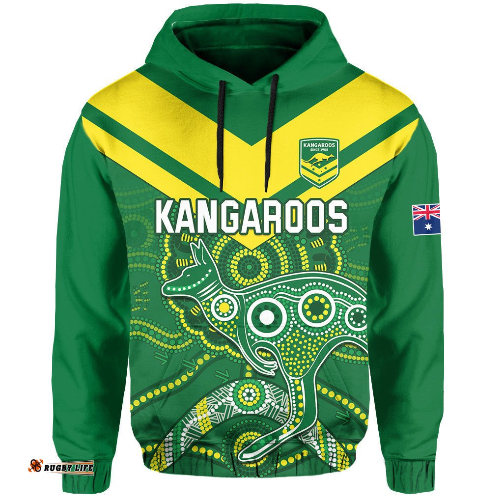 custom text and number australia rugby hoodie kangaroos boomerang aboriginal
