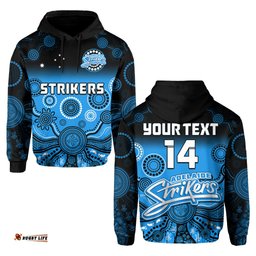 custom text and number adelaide strikers hoodie gradient aboriginal dot painting