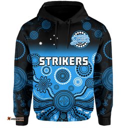 custom text and number adelaide strikers hoodie gradient aboriginal dot painting