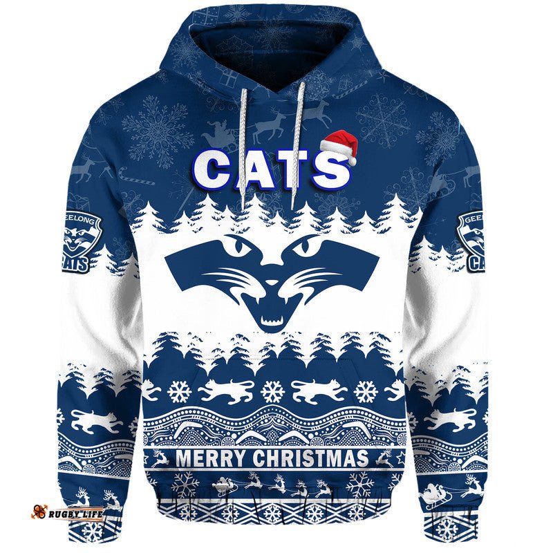 custom personalised and number geelong cats unique winter season zip up and pullover hoodie cats merry christmas