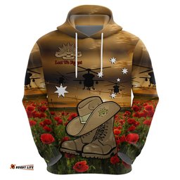 australian anzac hoodie slouch hat and army boots with poppy