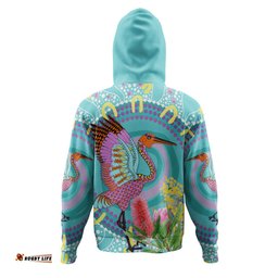 australia aboriginal hoodie - brolga bird dancing with australia native flowers v3 hoodie