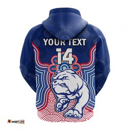 custom text and number bulldogs football hoodie western doggies aboriginal art