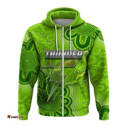 custom personalised and number thunder cricket hoodie aboriginal green