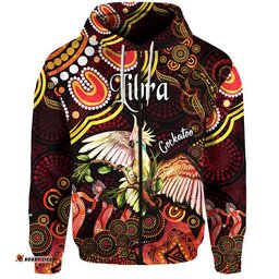 custom personalised australian astrology zip up and pullover hoodie libra cockatoo glider zodiac aboriginal vibes red