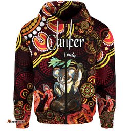 custom personalised australian astrology zip up and pullover hoodie cancer koala zodiac aboriginal vibes red