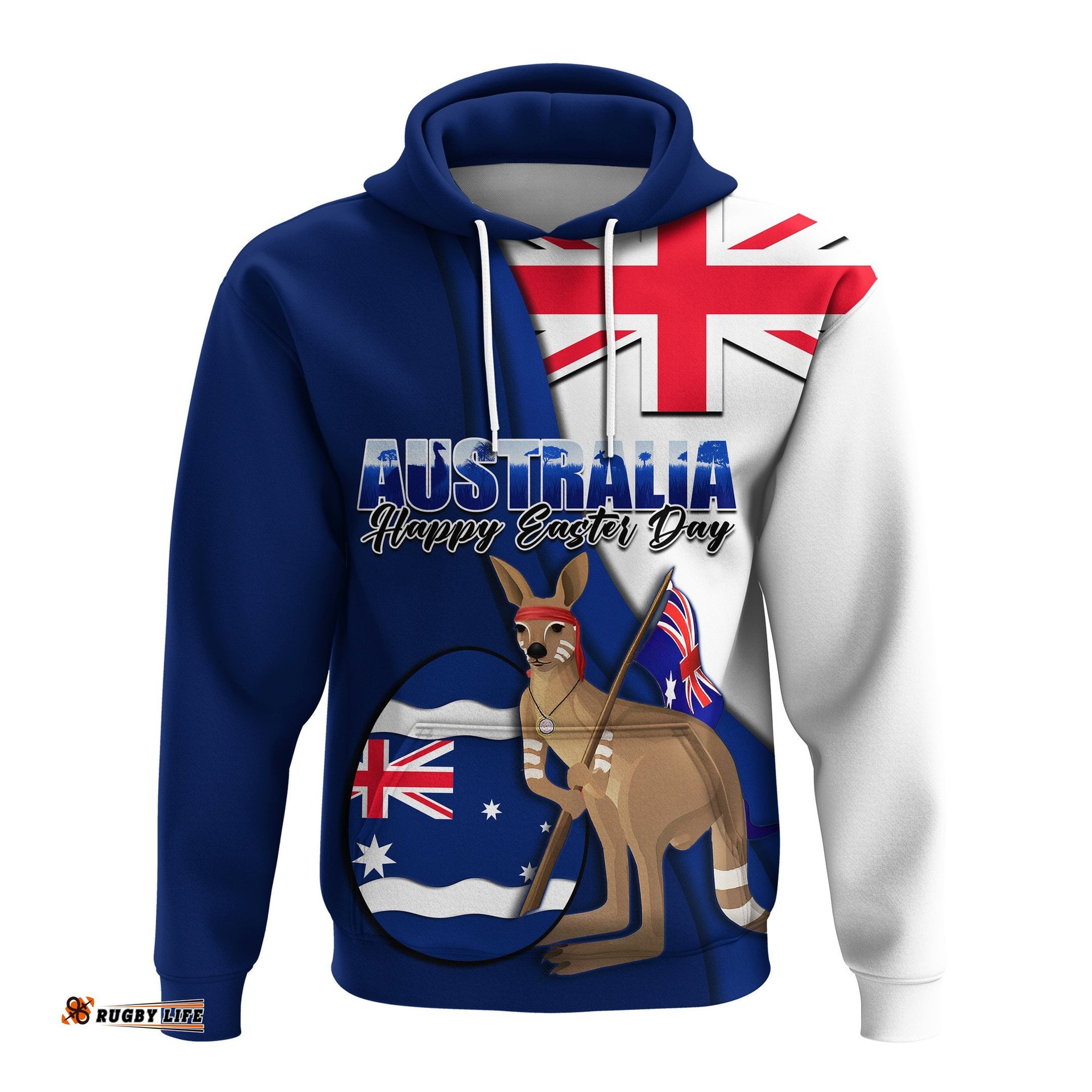 custom personalised australia easter day hoodie kangaroo with egg flag style