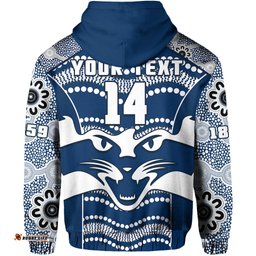 custom text and number cats football hoodie geelong 1859 indigenous sporty version