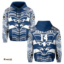 custom text and number cats football hoodie geelong 1859 indigenous sporty version