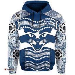 custom text and number cats football hoodie geelong 1859 indigenous sporty version