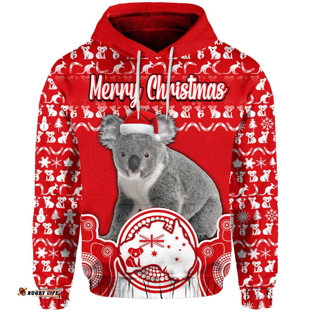 australian koala christmas vibe with aboriginal dot painting style no2 zip up and pullover hoodie