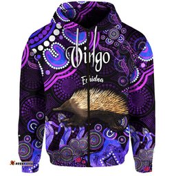 australian astrology zip up and pullover hoodie virgo echidna zodiac aboriginal vibes purple