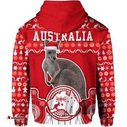 australian kangaroo christmas vibe with aboriginal dot painting style zip up and pullover hoodie