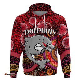 dolphins rugby zip up and pullover hoodie aboriginal dots verion