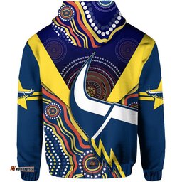 cowboys rugby zip up and pullover hoodie indigenous arboriginal dot paint navy style