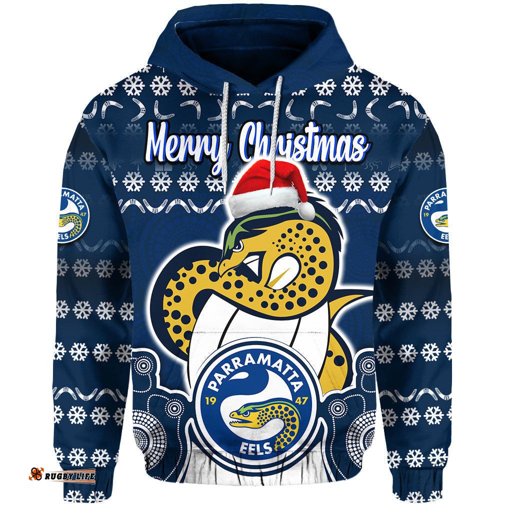 parramatta eels christmas vibe with aboriginal dot panting style zip up and pullover hoodie