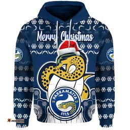 parramatta eels christmas vibe with aboriginal dot panting style zip up and pullover hoodie
