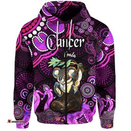 custom personalised australian astrology zip up and pullover hoodie cancer koala zodiac aboriginal vibes pink