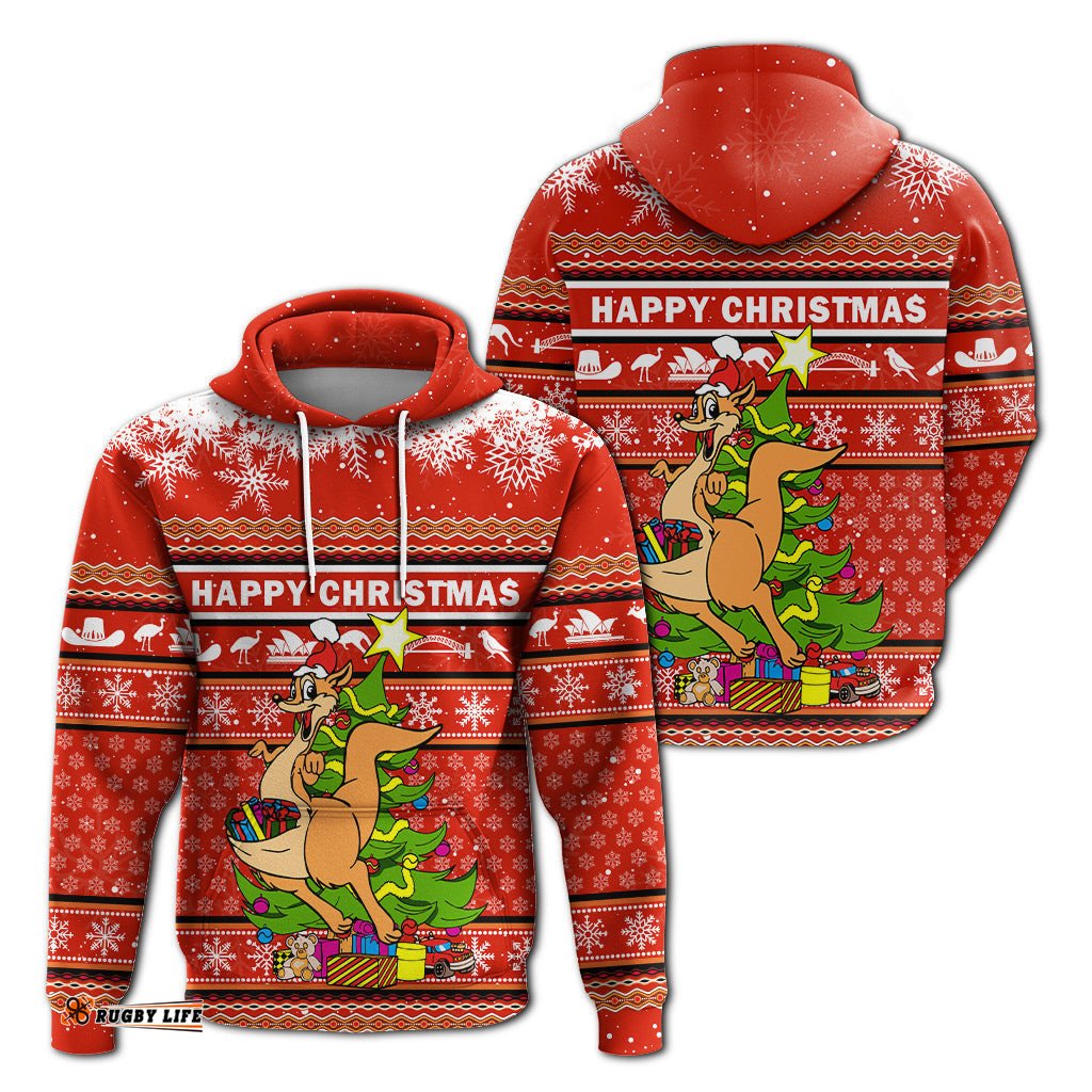 australia christmas kangaroo aboriginal pattern hoodie