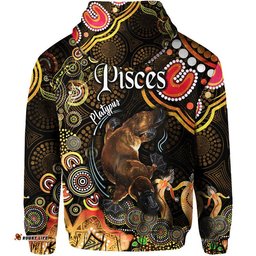 australian astrology zip up and pullover hoodie pisces platypus zodiac aboriginal vibes gold