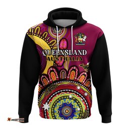 queensland state hoodie qld australian indigenous art