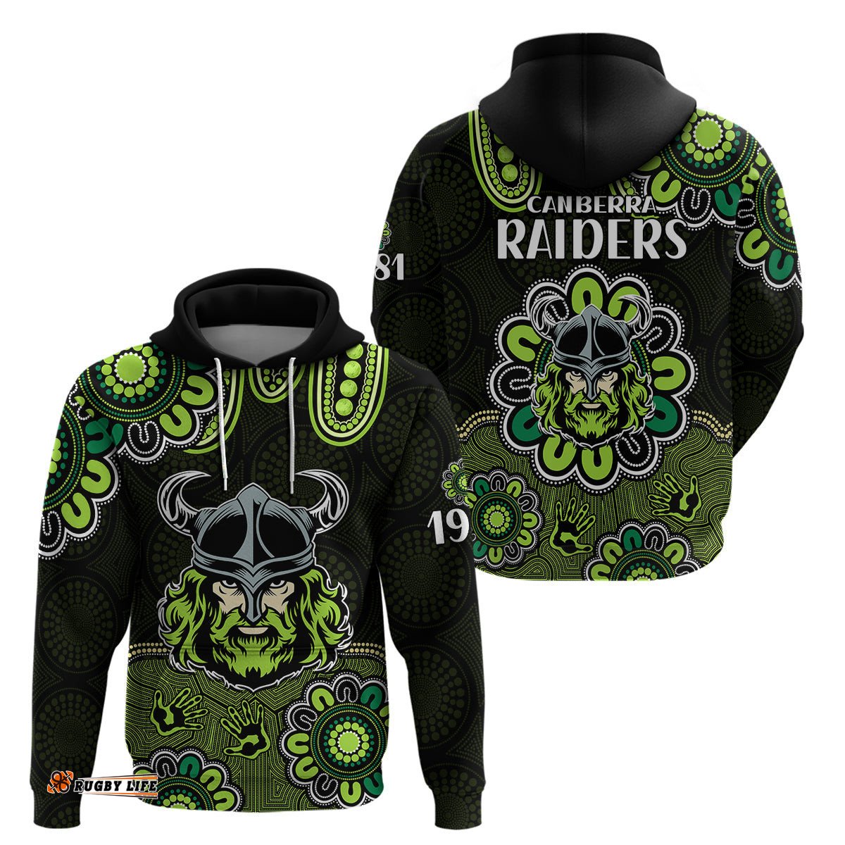 nrl canberra raiders rugby 1981 aboriginal hoodie