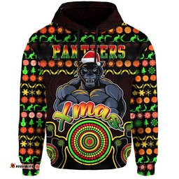 panthers christmas vibe with aboriginal dot panting style zip up and pullover hoodie