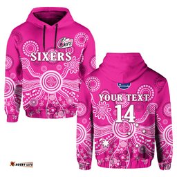 custom text and number sydney sixers hoodie cricket indigenous australian art ver02