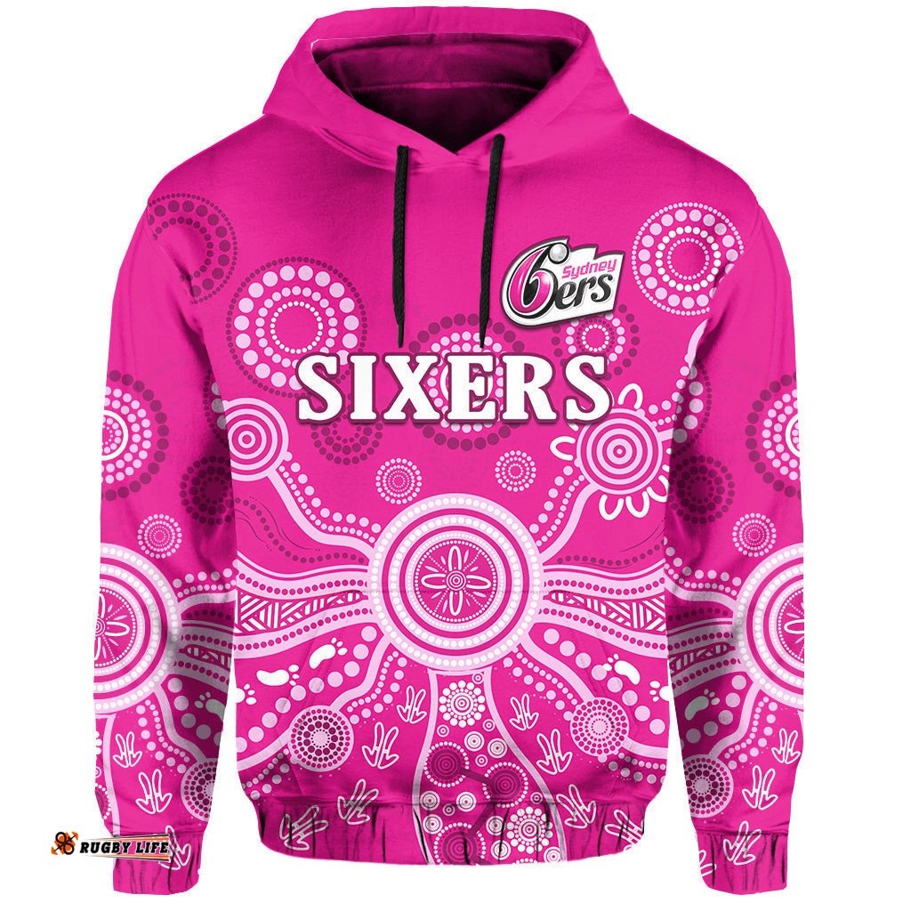 custom text and number sydney sixers hoodie cricket indigenous australian art ver02