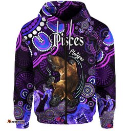 custom personalised australian astrology zip up and pullover hoodie pisces platypus zodiac aboriginal vibes purple