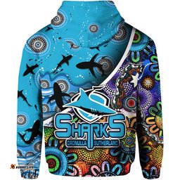 cronulla sutherland zip up and pullover hoodie sharks indigenous aboriginal