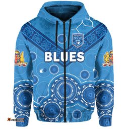 custom text and number nsw blues rugby hoodie new south wales aboriginal dot painting unique version