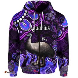 australian astrology zip up and pullover hoodie aquarius emu glider zodiac aboriginal vibes purple