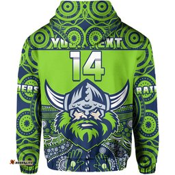 custom text and number raiders rugby hoodie aboriginal pattern