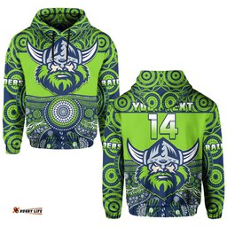 custom text and number raiders rugby hoodie aboriginal pattern