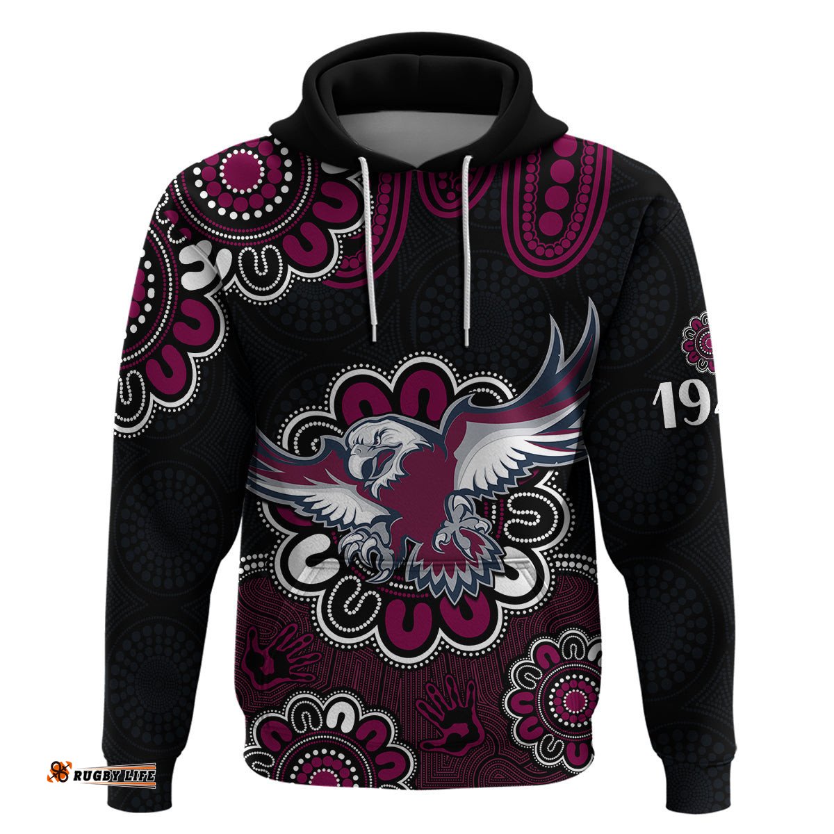 nrl manly warringah sea eagles rugby 1946 aboriginal hoodie
