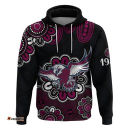 nrl manly warringah sea eagles rugby 1946 aboriginal hoodie